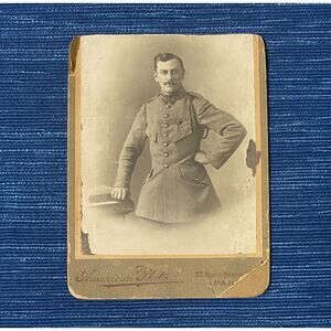 WWI German Soldier Antique Photo Cabinet Card Portrait Honor Cross Swords Award
